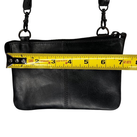 Carbon 2 Cobalt Black Leather Crossbody Purse Adjustable Strap Zipper Closure - Picture 8 of 10